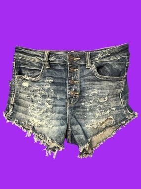 Pre-Loved Button Fly Distressed American Eagle Denim Shorts Size 8